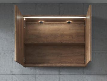 Badkamerkast Paso 80 x 20 x 60 cm Bruin Eiken Spiegelkast, Verzenden, Nieuw, Spiegelkast