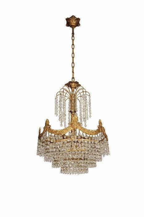 Kroonluchter - Messing, Glas, Kristal, Antiek en Kunst, Curiosa en Brocante