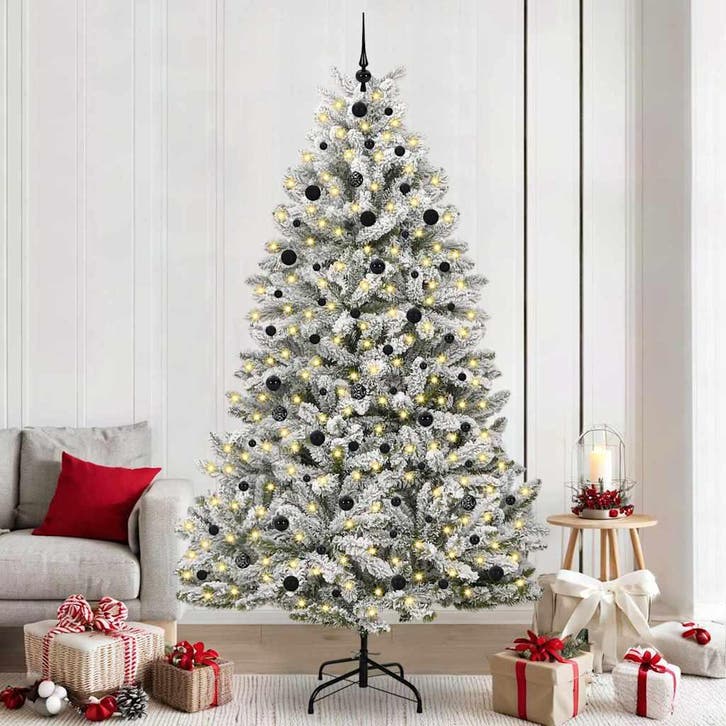 vidaXL Kunstkerstboom met 300 LED Groen en Wit 240 cm PVC en, Diversen, Kerst, Nieuw, Verzenden