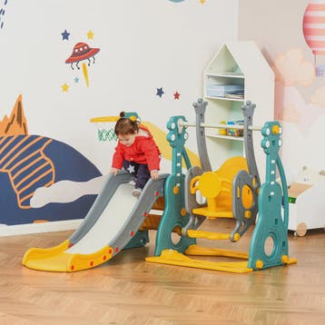 HOMCOM 4-in-1 Speeltoestel voor Kinderen: Glijbaan, Schommel, Verzenden, Nieuw
