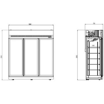 Koelkast 3 Glasdeuren 1530L INS-1530R, Nieuw in verpakking, Koelen en Vriezen