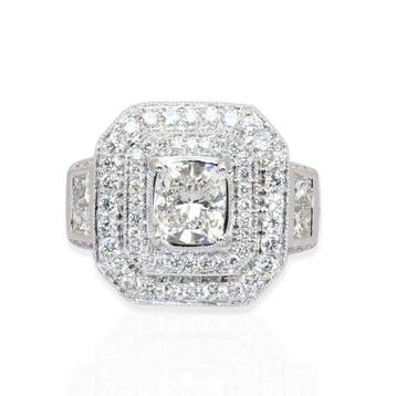 Zonder minimumprijs - Ring - 18 karaat Witgoud - 4.72ct. tw., Nieuw