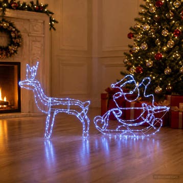 vidaXL Kerstdecoratie rendier en slee LOVIISA 320 LEDs, Diversen, Verzenden, Nieuw