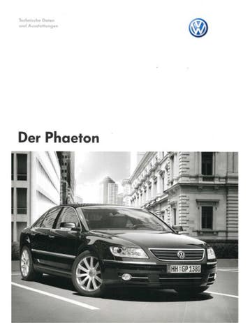 2007 VOLKSWAGEN PHAETON BROCHURE DUITS, Nieuw, Volkswagen, Author