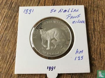 Cookeilanden 50 dollars 1991 (PROOF) Cougar and cub, Postzegels en Munten, Munten | Oceanië, Verzenden, Losse munt, Goud