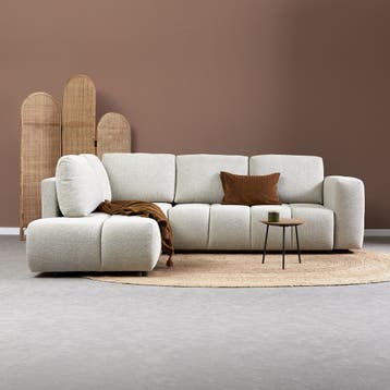 *WOONWINKEL* Slaapbank Met Hoek Beige Links, Huis en Inrichting, Banken | Bankstellen, Verzenden, Nieuw