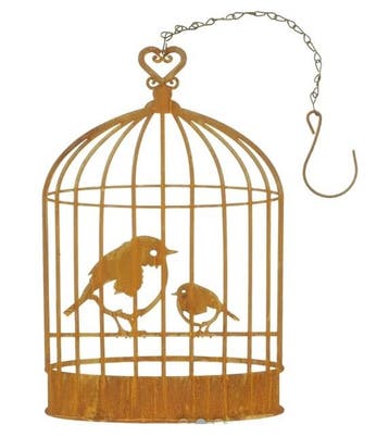 Hanger vogelkooi roest metaal 28 cm hoog, Verzenden, Nieuw