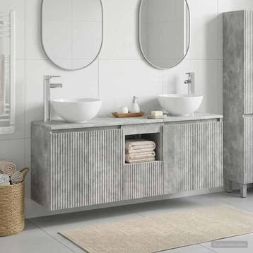 vidaXL Badkamerkastenset 3 st Betongrijs 49,5 x 35 x 63 cm, Verzenden, Nieuw