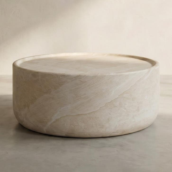 *WOONWINKEL* Salontafel Beige Steen Rond, Huis en Inrichting, Tafels | Salontafels, Nieuw, Verzenden