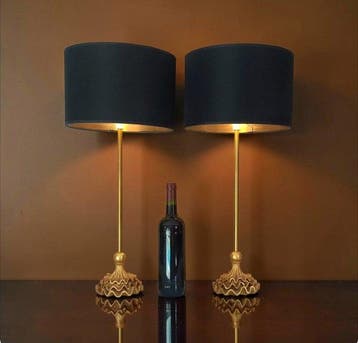 Lamp (2) - Hollywood Regency-stijl - Hars, Messing,, Nieuw