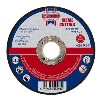 Slijpschijf metaal 115x3,2x22,2mm vlak Faithfull, Verzenden, Nieuw