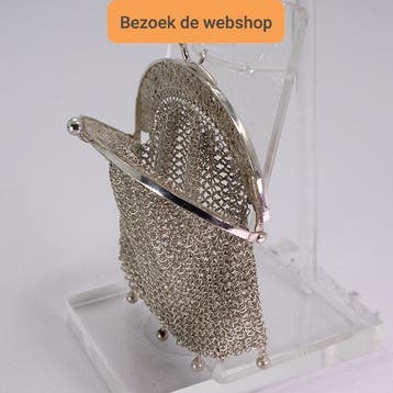 Antieke Zilveren Tas Beugeltas Malienkolder Vintage, Antiek en Kunst, Antiek | Goud en Zilver, Verzenden, Zilver