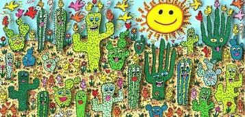 James Rizzi (1950-2011) - Desert Life - Framed