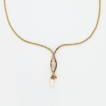 Halsketting - 14 karaat Geel goud Diamant (Natuurlijk) -, Sieraden, Tassen en Uiterlijk, Kettingen, Nieuw