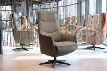 Gealux relaxfauteuil Twinz 108 Leer/Stof 3 motoren + accu, Ophalen of Verzenden, Nieuw, Leer, Design, modern
