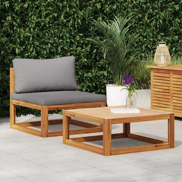 vidaXL 2-delige Loungeset met kussens massief acaciahout, Tuin en Terras, Tuinsets en Loungesets, Verzenden, Nieuw, Hardhout, Loungeset
