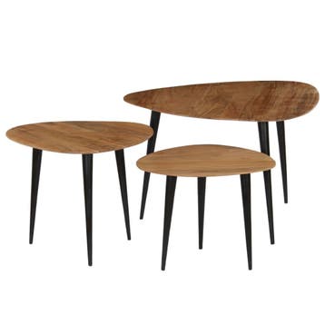 vidaXL 3-delige Salontafelset massief acaciahout, Huis en Inrichting, Verzenden, Nieuw, Overige houtsoorten, 50 tot 100 cm