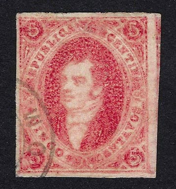 Argentinië 1867 - Bernardino Rivadavia 5c Rozerood - Scott, Gestempeld