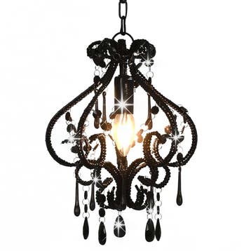 vidaXL Plafondlamp met kralen rond E14 zwart, Verzenden, Nieuw