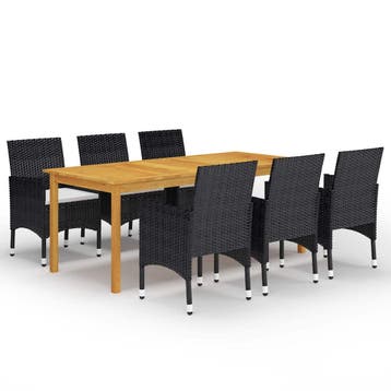 vidaXL 7-delige Tuinset zwart, Tuin en Terras, Tuinsets en Loungesets, 6 zitplaatsen, Nieuw, Tuinset, Verzenden