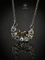 Elegante Blauwe Topaas Ketting – 925 Sterlingzilver -