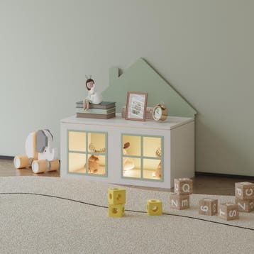 Speelgoedkist Vipsali 56x60x33 cm mintgroen en wit [en.casa], Verzenden, Nieuw