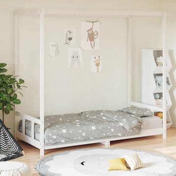 vidaXL Kinderbedframe 90x190 cm massief grenenhout wit, Kinderen en Baby's, Kinderkamer | Bedden, Verzenden, Nieuw