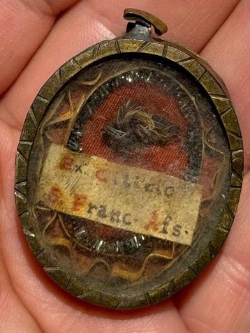 Reliekhouder - Brons, Glas, Textiel - 1800-1850 - Uit