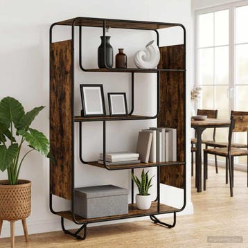 vidaXL buffetkast Gerookt eiken 93.5 x 37.5 x 144 cm Bewerkt, Minder dan 50 cm, Verzenden, Nieuw, Minder dan 100 cm