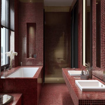 Wand & Vloer Mozaïek Tegels Factory Glas Rood - Matje 32,.., Nieuw, Ophalen of Verzenden, 20 tot 40 cm, 10 m² of meer