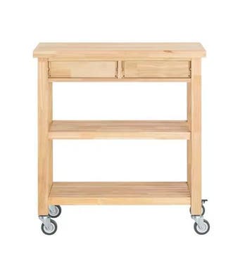 Keukentrolley van Rubberhout – Met Lades en Wielen, 80×40×90, Verzenden, Nieuw