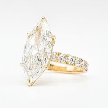 Ring - 14 karaat Geel goud - 6.89ct. tw. Diamant (Lab-grown), Nieuw