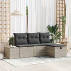 vidaXL Bankstel met kussen 4 pcs poly rattan, Verzenden, Nieuw, Rotan, 4 zitplaatsen