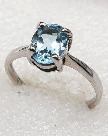 Topaas - Zilver, L’Astre d’Azur – Blauwe Topaas Ring – Het