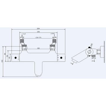 Xellanz Rio Thermostatische Badmengkraan - 15cm - Mat Zwart, Ophalen of Verzenden, Nieuw