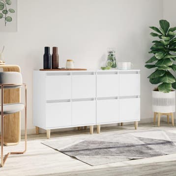 vidaXL Dressoirs 2 st 60x35x70 cm bewerkt hout wit, Verzenden, Nieuw, Overige houtsoorten, Minder dan 50 cm