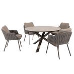 Prado Cannes dining tuinset 130xH75 cm rond 5 delig, Tuin en Terras, Ophalen of Verzenden, Nieuw