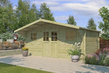 Woodlands Blokhut Winnipeg Groen Geïmpregneerd 505 x 320 cm, Tuin en Terras, Nieuw