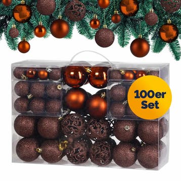 Kerstballen Bruin 100-delig (Kerst artikelen, Interieur), Verzenden, Nieuw