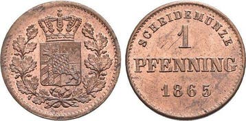 Cu-pfennig 1865 Bayern Ludwig Ii 1864-1886, Verzenden