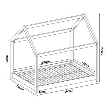 [en.casa] Kinderbed Cerro huisbed met matras 140x200 cm wit, Verzenden, Nieuw