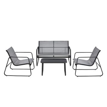 Tuinset 4-delig Palencia loungeset lichtgrijs en zwart, Verzenden, Nieuw