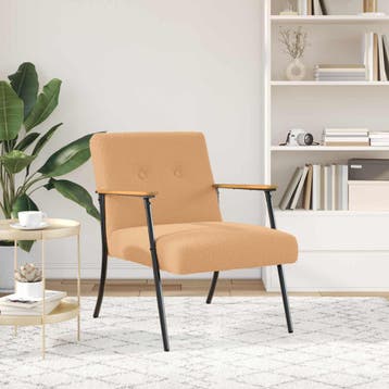 vidaXL Fauteuil Beige Krullend Wol-achtig Stof, Verzenden, Nieuw