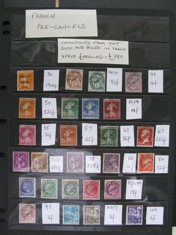 Frankrijk - Collectie van voorgeoblitèreerde postzegels, Gestempeld