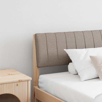vidaXL Gestoffeerd hoofdbord Taupe 200 cm Massief grenenhout, Verzenden, Nieuw, Bruin, Hout