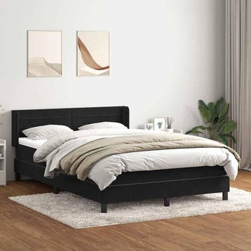 vidaXL Boxspring met matras fluweel zwart 160x210 cm, Verzenden, Zwart, Stof, Nieuw