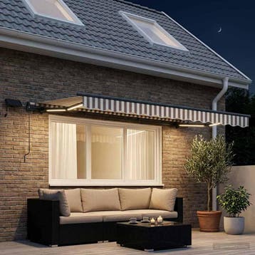 vidaXL Handmatig knikarmscherm met solar LED 3,5 x 2,5 m, Verzenden, Nieuw