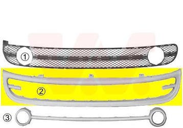 Grille o.a: Volkswagen, New Beetle (1Y7), New Beetle (9C1, Auto-onderdelen, Ophalen of Verzenden, Nieuw, Volkswagen