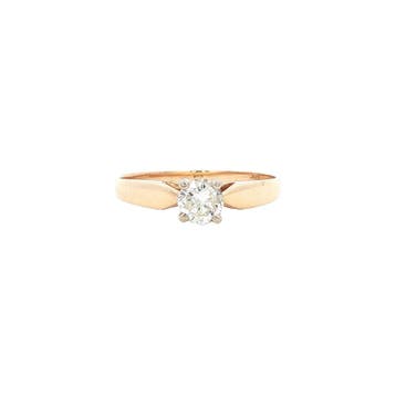 Gouden solitair ring met diamant 14 karaat, Verzenden, Zo goed als nieuw, Goud