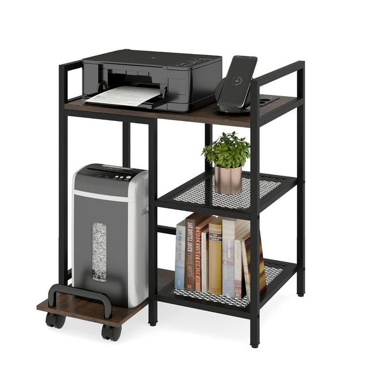 LIVSK Printerstandaard met Oplaadstation - 3 Niveaus - Opber, Huis en Inrichting, Kasten | Stellingkasten, Nieuw, Verzenden